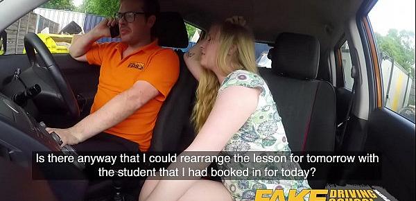  Fake Driving School Ex learner Satine Sparks arse spanked red raw